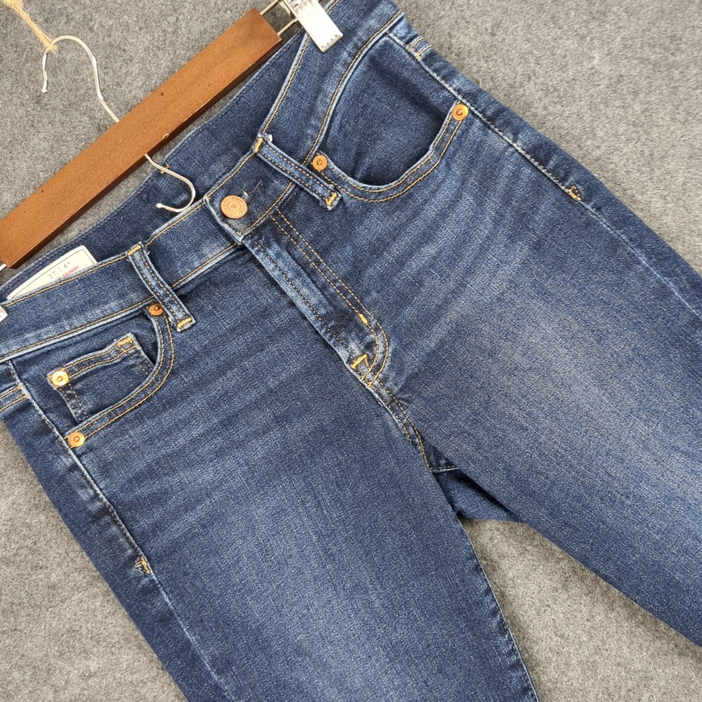 Gap True Skinny Mid Rise Distressed Ripped Jeans Womens 27 4 Regular Blue Denim